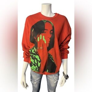 Billie Eilish Divided H&M Graphic Red Oversized Sweatshirt Y2K Inspired